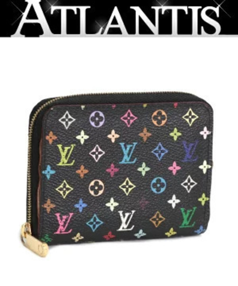 Louis Vuitton Zippy Coin Wallet Pass Case Wallet Monogram Multicolor Black